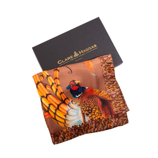 A Head of the Game Mocha Large Square Pure Silk Scarf