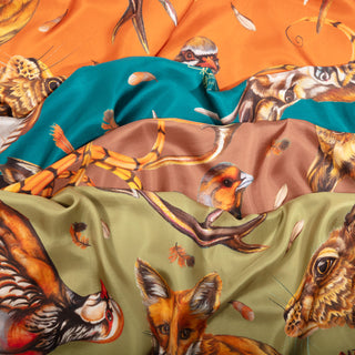 A Head of the Game Fern Green Large Square Pure Silk Scarf