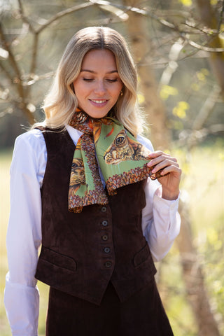 A Head of the Game Fern Green Narrow Pure Silk Scarf