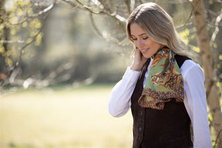 A Head of the Game Fern Green Narrow Pure Silk Scarf