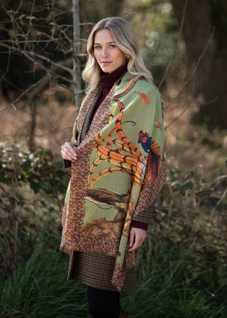 A Head of the Game Fern Green Wool Silk Wrap