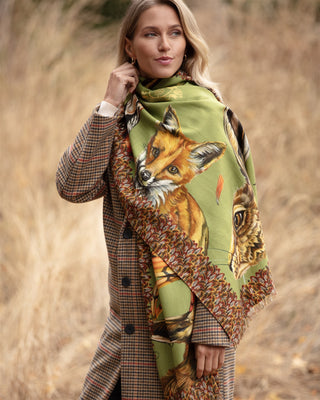 A Head of the Game Fern Green Wool Silk Wrap