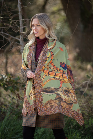 A Head of the Game Fern Green Wool Silk Wrap