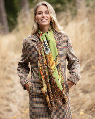A Head of the Game Fern Green Wool Silk Wrap
