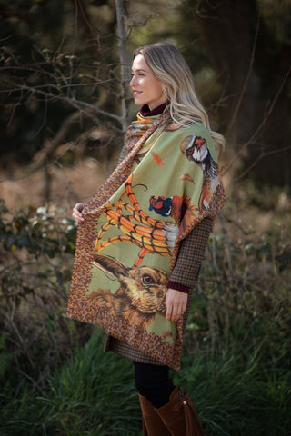 A Head of the Game Fern Green Wool Silk Wrap