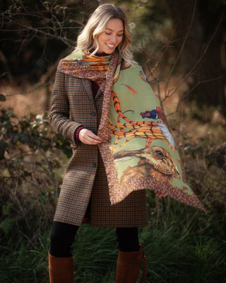 A Head of the Game Fern Green Wool Silk Wrap