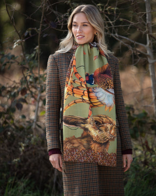 A Head of the Game Fern Green Wool Silk Wrap