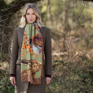 A Head of the Game Fern Green Wool Silk Wrap