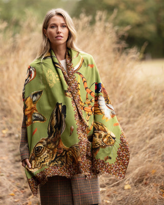 A Head of the Game Fern Green Wool Silk Wrap