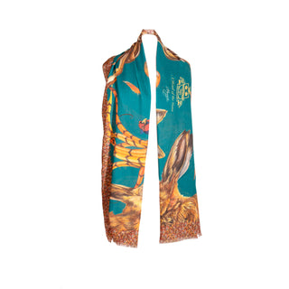 A Head of the Game Teal Wool Silk Wrap