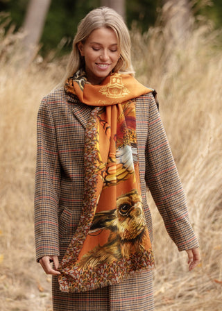 A Head of the Game Burnt Orange Wool Silk Wrap