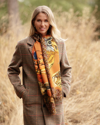 A Head of the Game Burnt Orange Wool Silk Wrap