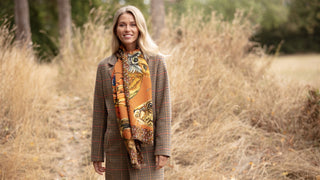 A Head of the Game Burnt Orange Wool Silk Wrap