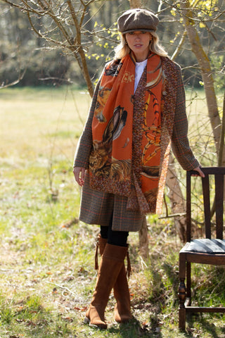 A Head of the Game Burnt Orange Wool Silk Wrap