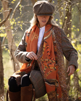 A Head of the Game Burnt Orange Wool Silk Wrap