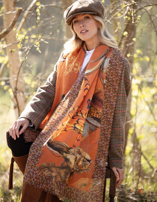 A Head of the Game Burnt Orange Wool Silk Wrap