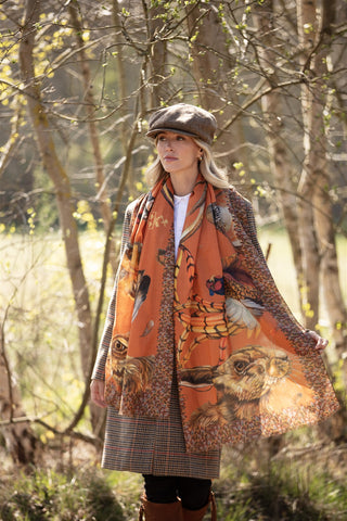 A Head of the Game Burnt Orange Wool Silk Wrap