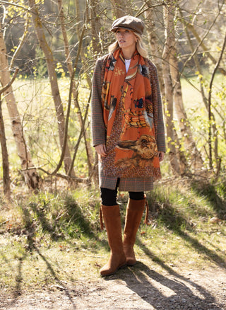 A Head of the Game Burnt Orange Wool Silk Wrap