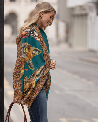 A Head of the Game Teal Wool Silk Wrap