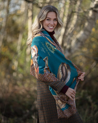 A Head of the Game Teal Wool Silk Wrap