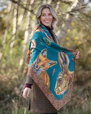 A Head of the Game Teal Wool Silk Wrap