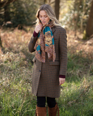 A Head of the Game Teal Wool Silk Wrap