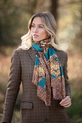 A Head of the Game Teal Wool Silk Wrap