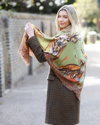 A Head of the Game Fern Green Wool Silk Shawl