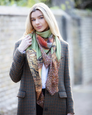 A Head of the Game Fern Green Wool Silk Shawl