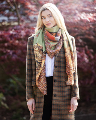 A Head of the Game Fern Green Wool Silk Shawl