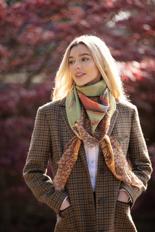 A Head of the Game Fern Green Wool Silk Shawl