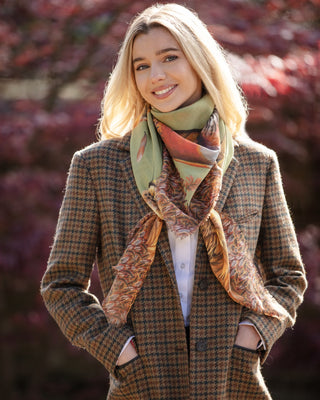 A Head of the Game Fern Green Wool Silk Shawl
