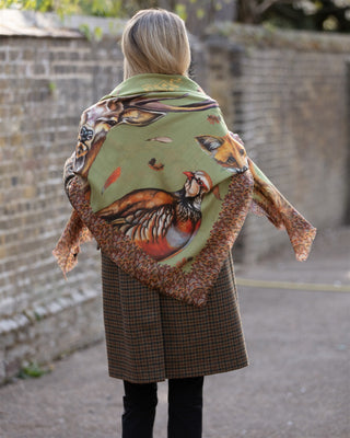 A Head of the Game Fern Green Wool Silk Shawl