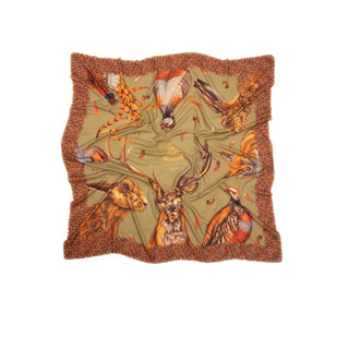 A Head of the Game Fern Green Wool Silk Shawl