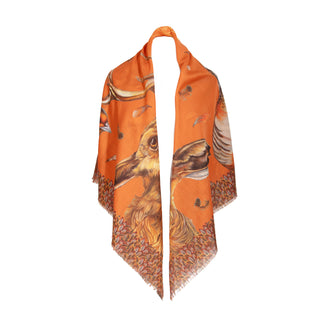 A Head of the Game Burnt Orange Wool Silk Shawl