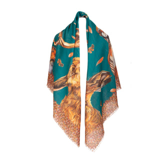 A Head of the Game Teal Wool Silk Shawl