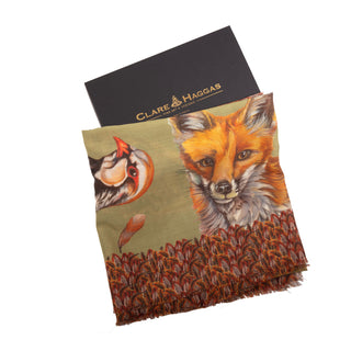 A Head of the Game Fern Green Wool Silk Shawl