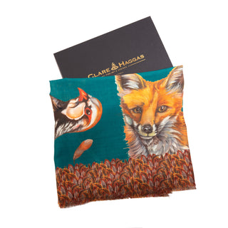 A Head of the Game Teal Wool Silk Shawl