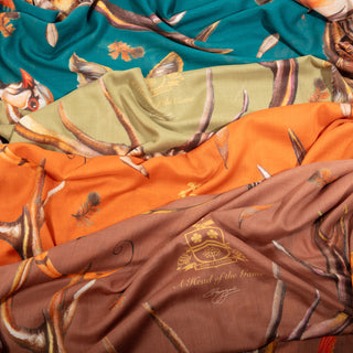 A Head of the Game Burnt Orange Wool Silk Shawl