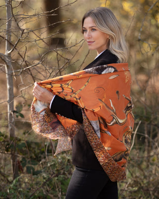 A Head of the Game Burnt Orange Wool Silk Shawl