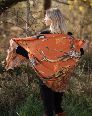 A Head of the Game Burnt Orange Wool Silk Shawl