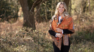 A Head of the Game Burnt Orange Wool Silk Shawl