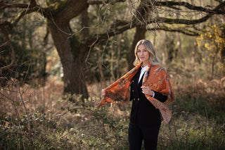A Head of the Game Burnt Orange Wool Silk Shawl