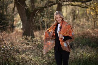 A Head of the Game Burnt Orange Wool Silk Shawl
