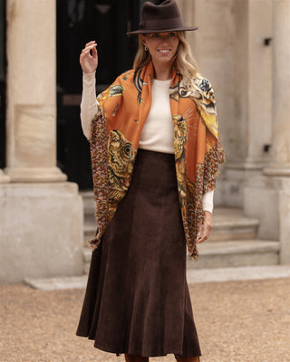 A Head of the Game Burnt Orange Wool Silk Shawl