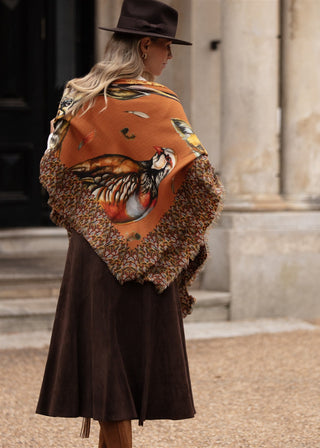 A Head of the Game Burnt Orange Wool Silk Shawl