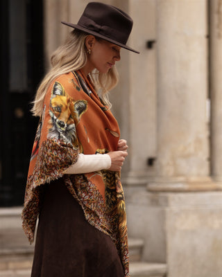 A Head of the Game Burnt Orange Wool Silk Shawl