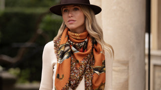 A Head of the Game Burnt Orange Wool Silk Shawl