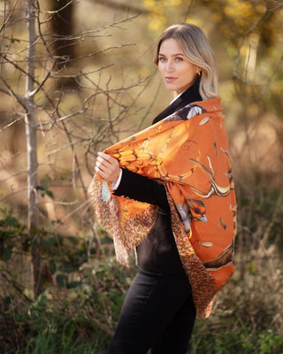 A Head of the Game Burnt Orange Wool Silk Shawl