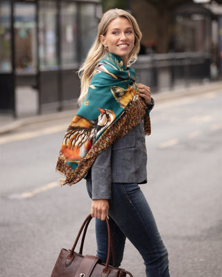 A Head of the Game Teal Wool Silk Shawl